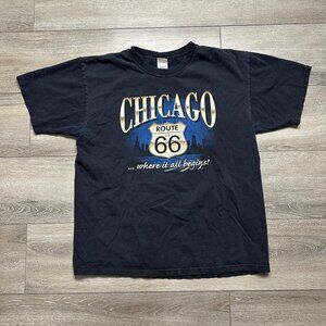 Vintage 90s Chicago T Shirt Size XL Route 66 Sun Faded Grunge 1997